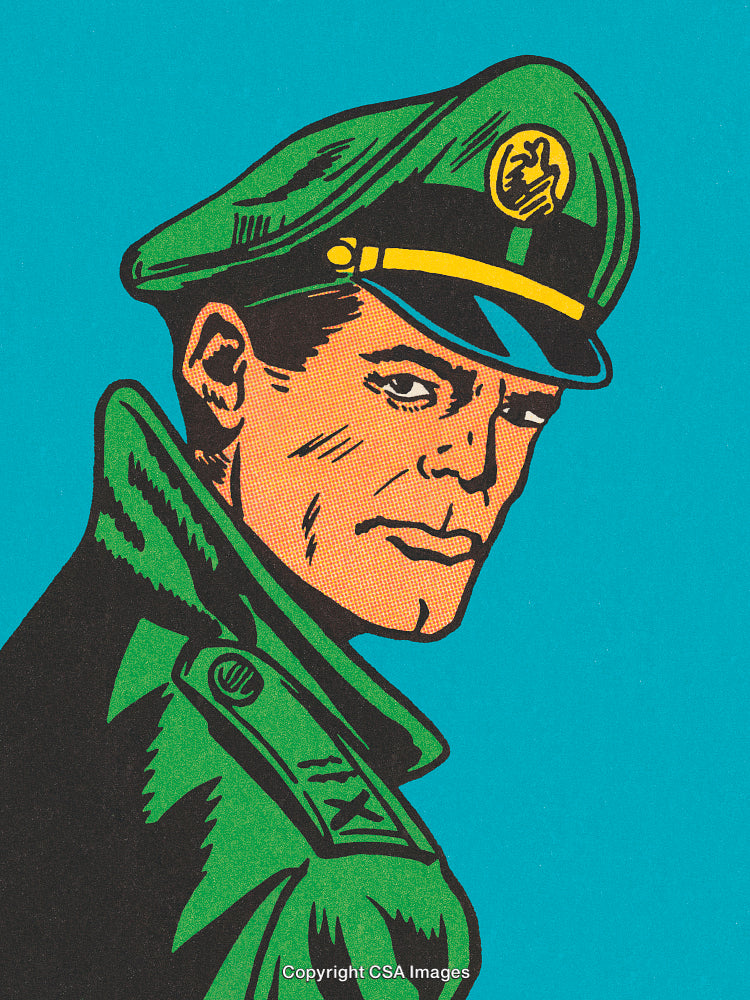 Vintage Comic Style Portrait of a Distinguished Military Officer