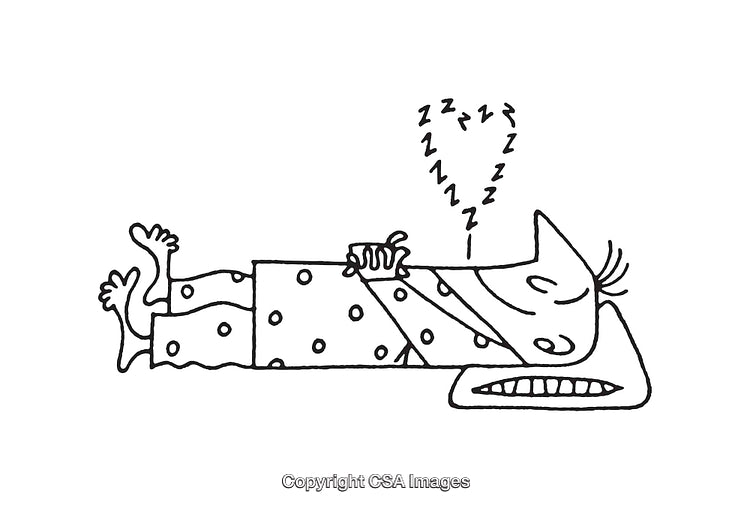 Line Art of a Sleeping Figure with Whimsical Details