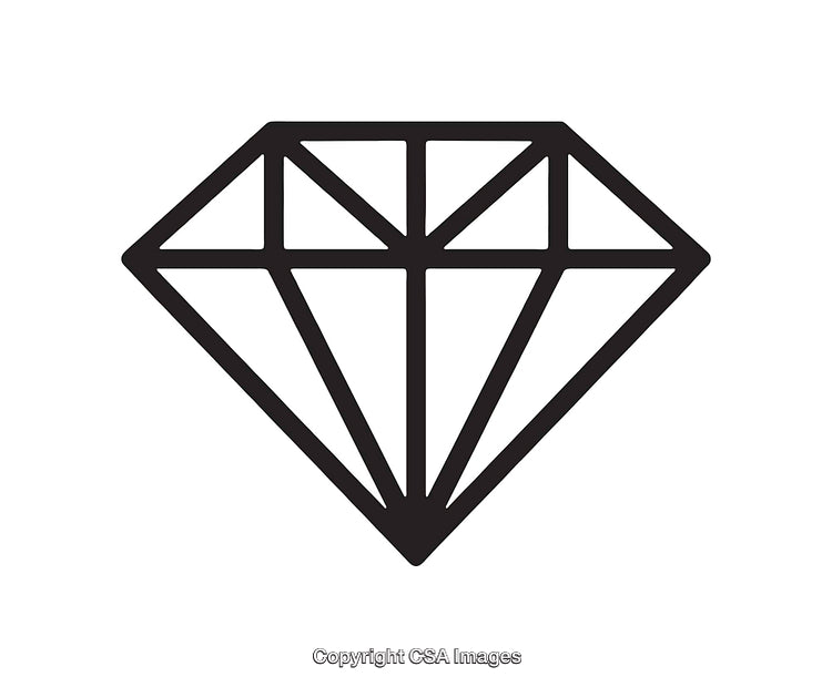 Minimalist Black and White Line Art Illustration of a Diamond Shape