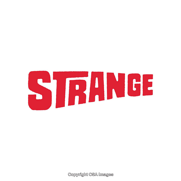 Bold Red Text 'Strange' Word Design on White Background