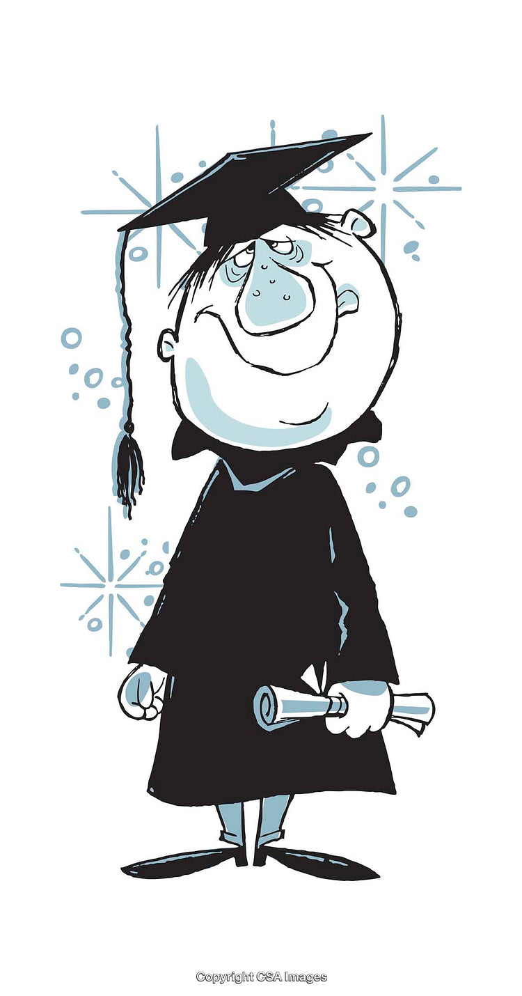 Cartoon Styled Graduate Holding Diploma Celebrating Academic Success