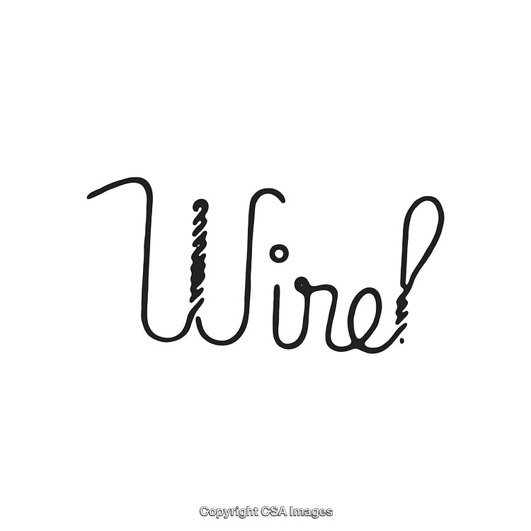 Creative Hand-Drawn Wire Text Design in Minimalist Black and White Style