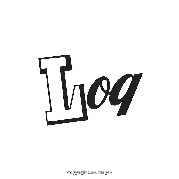Stylized Typography of the Word "Log" in Black and White Design