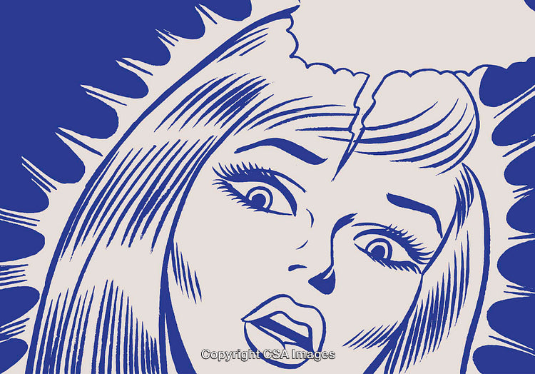 Emotional Vintage Pop Art Illustration of a Surprised Woman