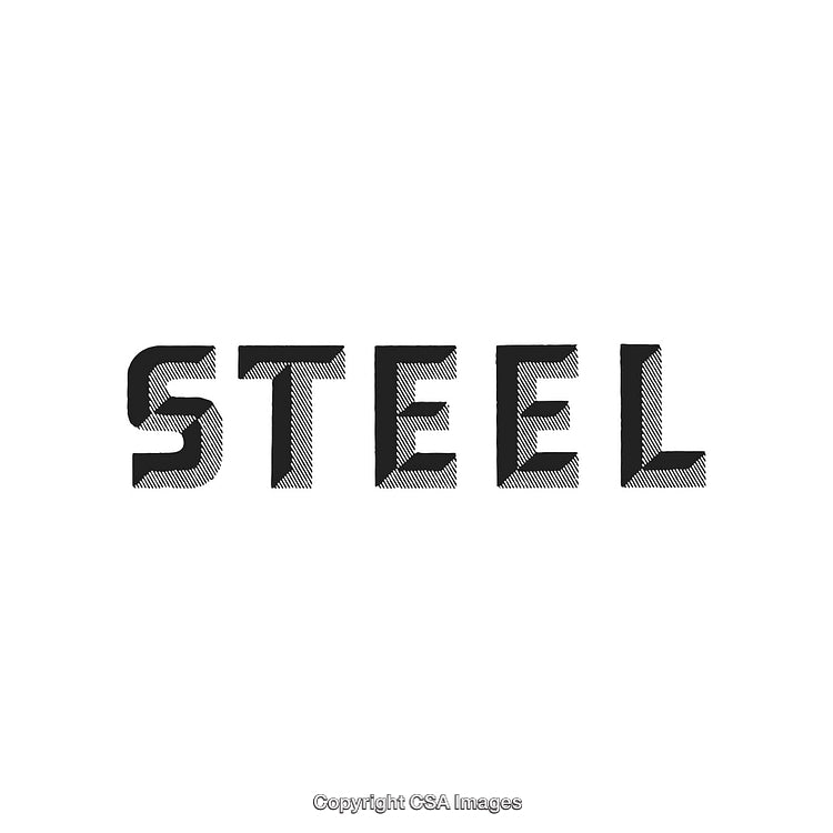 Stylized Text Illustration Featuring the Word Steel on White Background