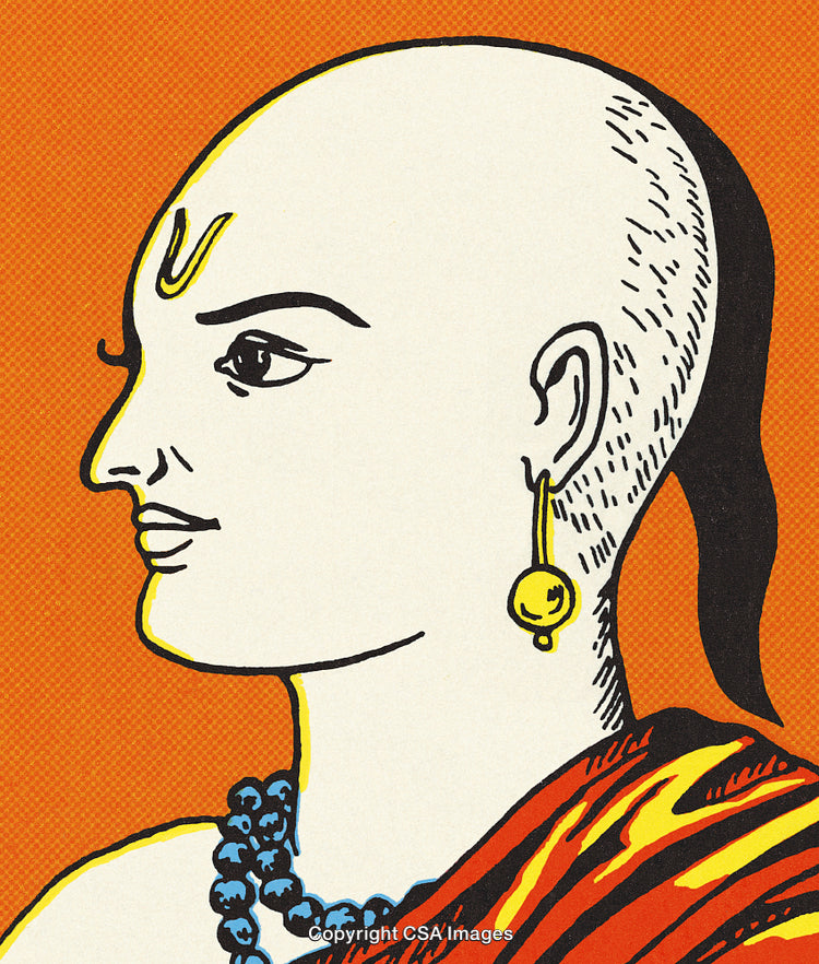 Traditional Indian Illustration of a Man in Profile with Spiritual Attire