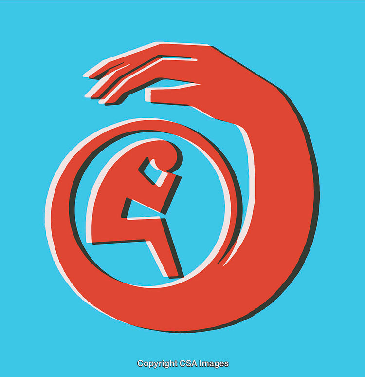 Abstract Illustration of Protection and Contemplation with Modern Graphic Art Style