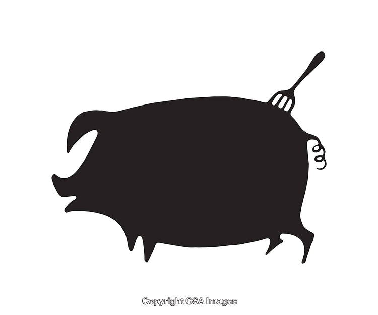 Minimalist Silhouette Illustration of a Pig With a Fork Detail