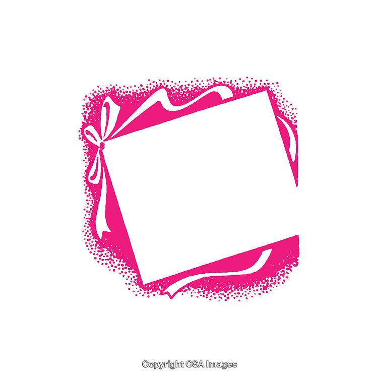 Pink Gift Frame With Ribbon and Empty Space for Text or Image