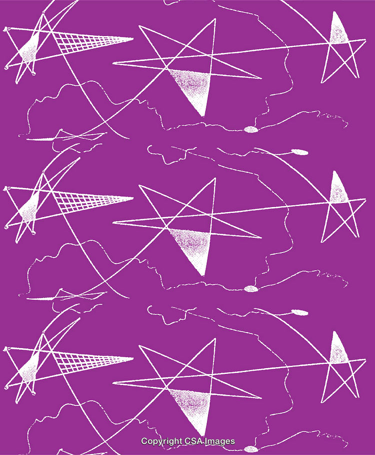 Abstract Geometric Pattern With White Shapes on Purple Background