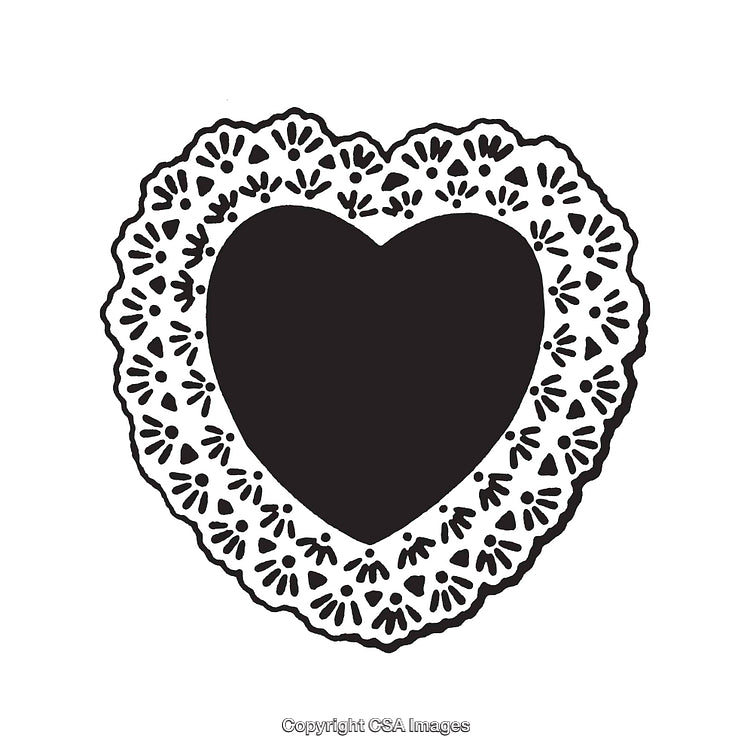 Intricate Black And White Heart Shaped Doily Line Art Illustration