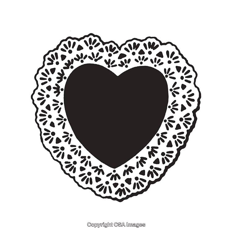 Intricate Black And White Heart Shaped Doily Line Art Illustration