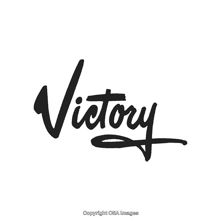 Victory Handwritten Calligraphy in Bold Black Ink on a White Background