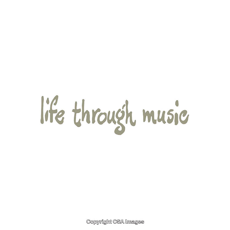 Inspirational Calligraphy Text Reading “Life Through Music” in Neutral Tones