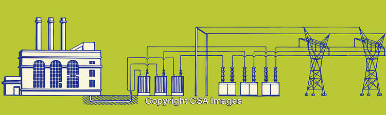 Illustrative Diagram Depicting Electricity Production and Distribution Components