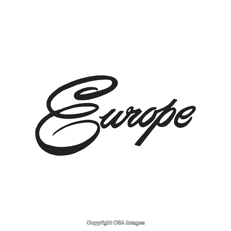 Stylish Handwritten Text 'Europe' in an Elegant Calligraphic Font on White