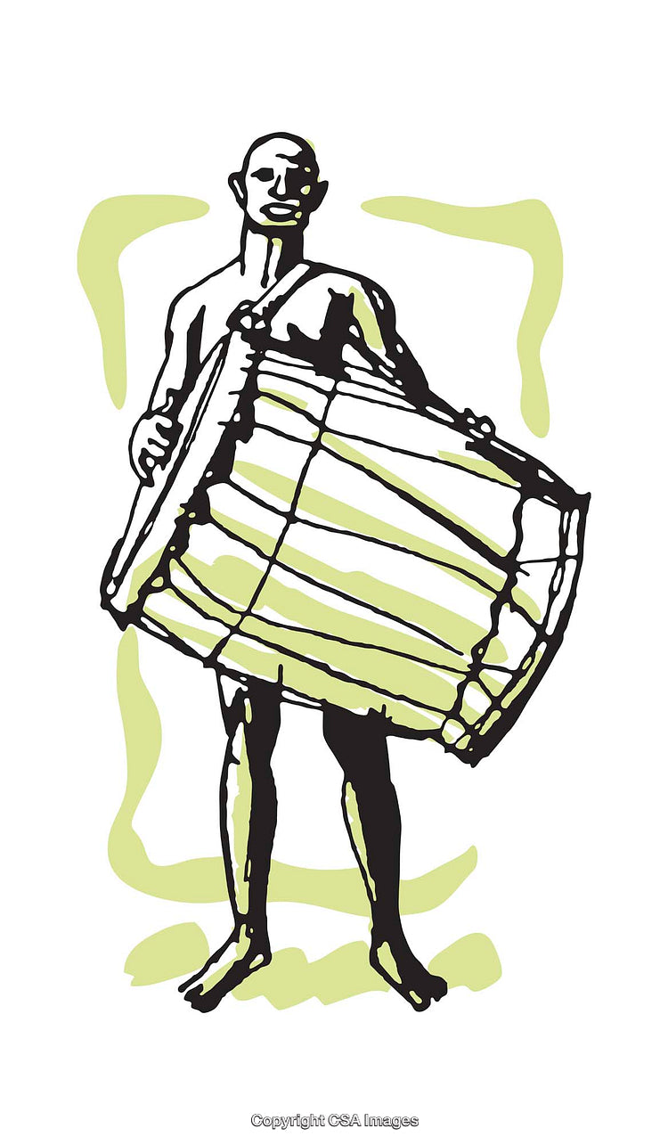 Illustration of a Drummer with Vibrant Background Art Elements