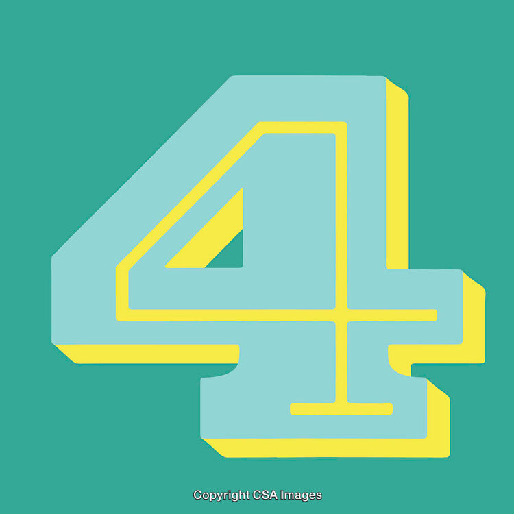 Geometric Illustration of the Number Four in Vibrant Colors