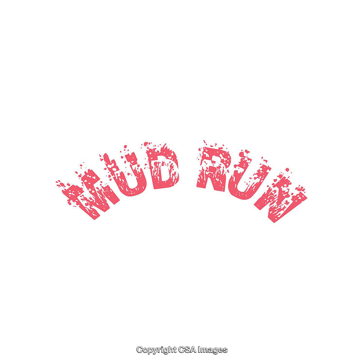 Grungy Pink Typography Displaying Phrase 'Mud Run' on White Background