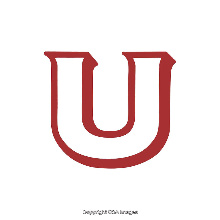 Red Typography of the Letter U in a Clean Serif Font