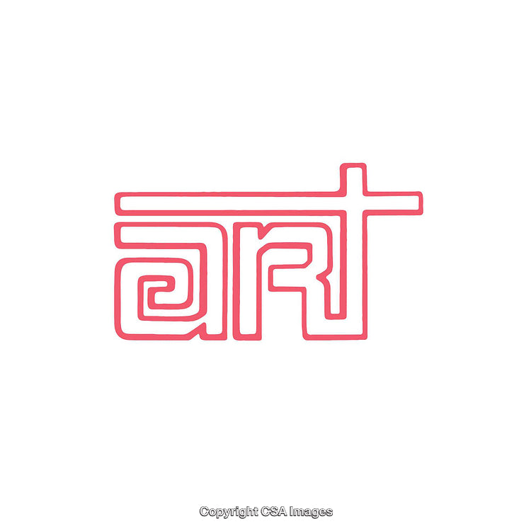 Stylized Word Art in Minimalistic Red on White Background