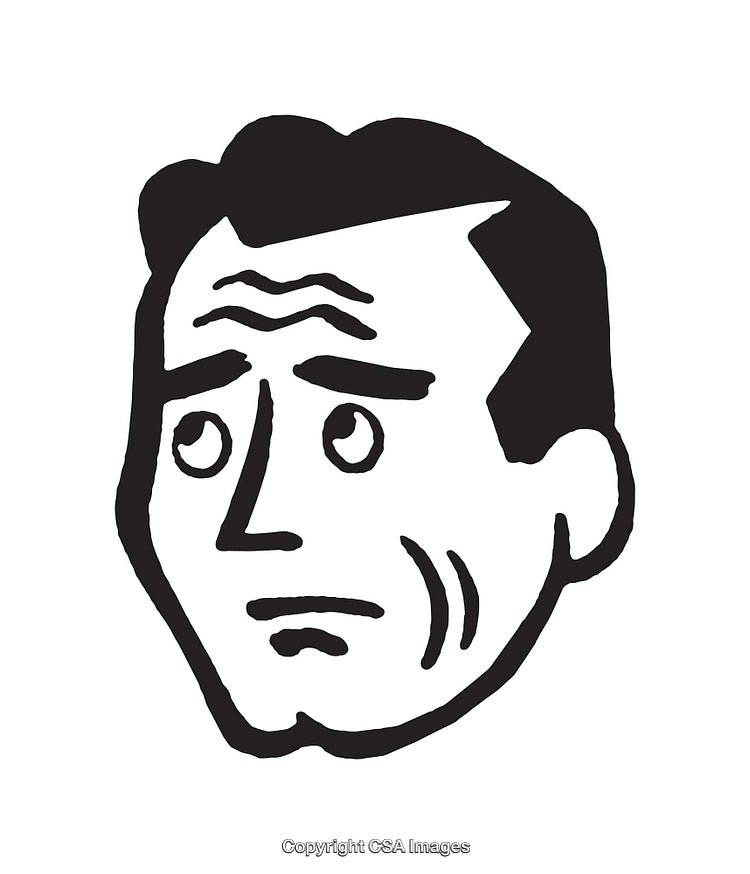 Black and White Illustration of a Concerned Expression Artistically Drawn
