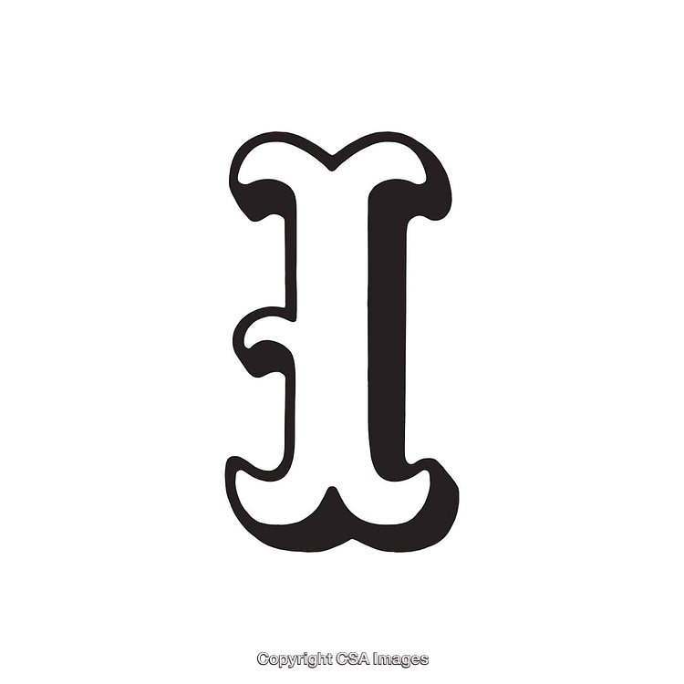 Stylized Black Letter I Isolated on White Background