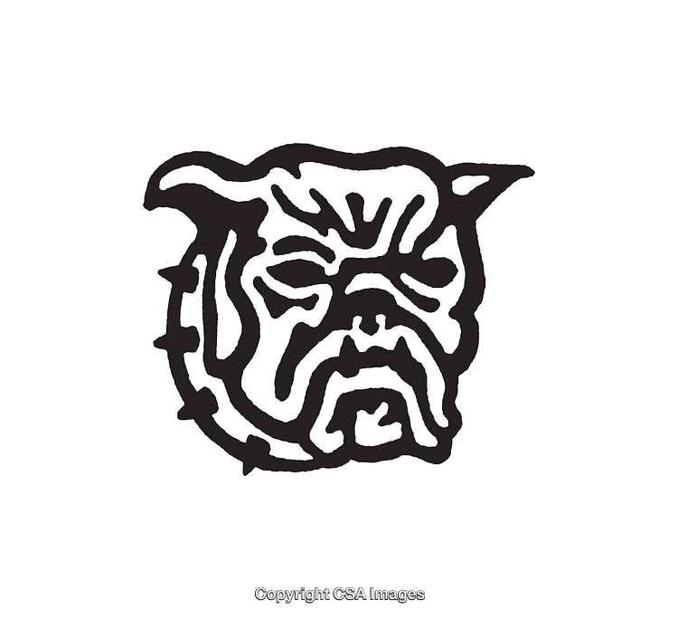 Stylized Black And White Line Art Illustration of a Bulldog Profile