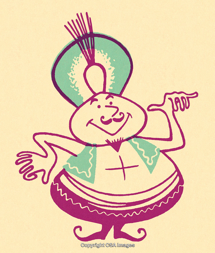 Hand-Drawn Cartoon Character in Festive Attire Posing Joyfully with a Cheerful Smile
