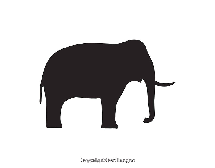 Silhouette of Elephant in Black and White Minimalist Style