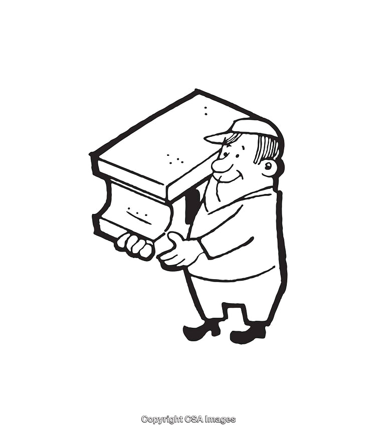 Hand-Drawn Illustration of a Worker Carrying a Large Object