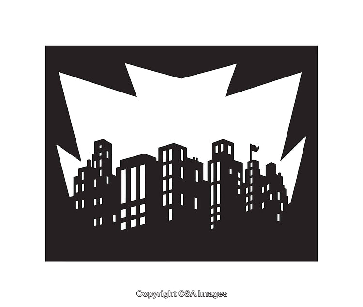 Silhouette Skyline with Abstract Geometric Background in Black and White