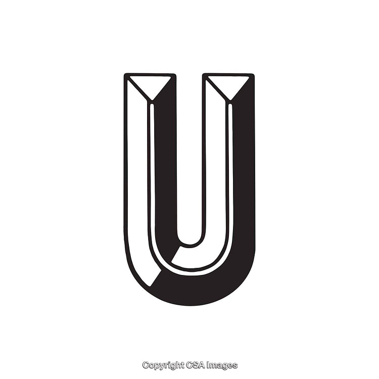 Stylized Black and White Illustration of the Letter U