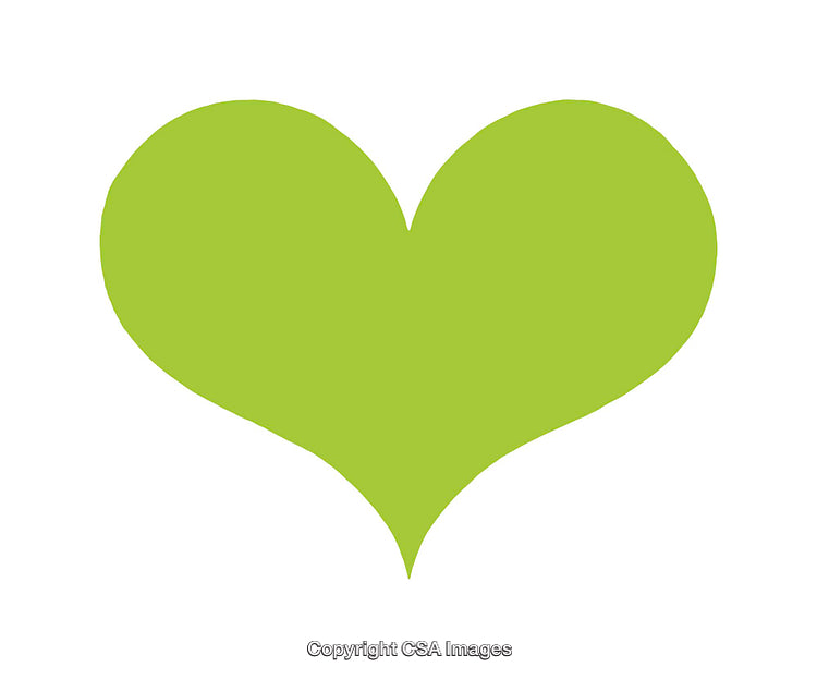 Minimalistic Green Heart Icon on White Background