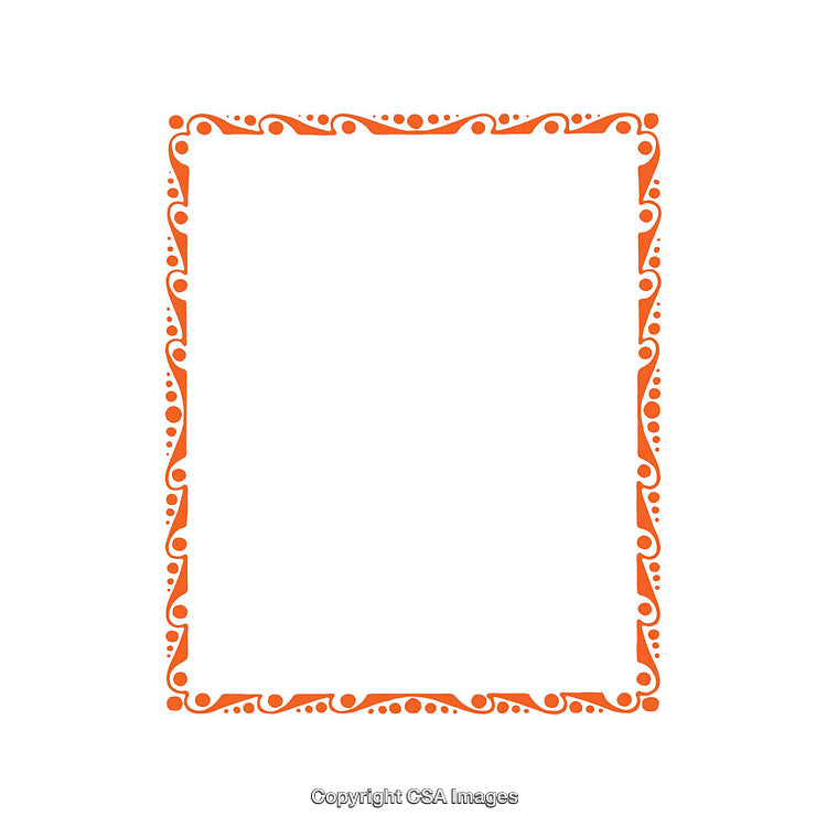 Elegant Decorative Orange Frame With Artistic Swirls and Dots