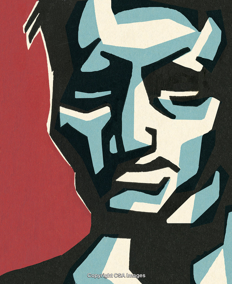 Abstract Expressionist Portrait With Geometric Elements and Bold Colors