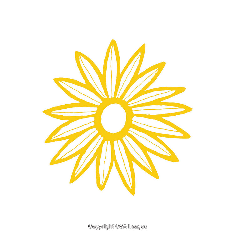 Yellow Abstract Sunflower Illustration on a White Background