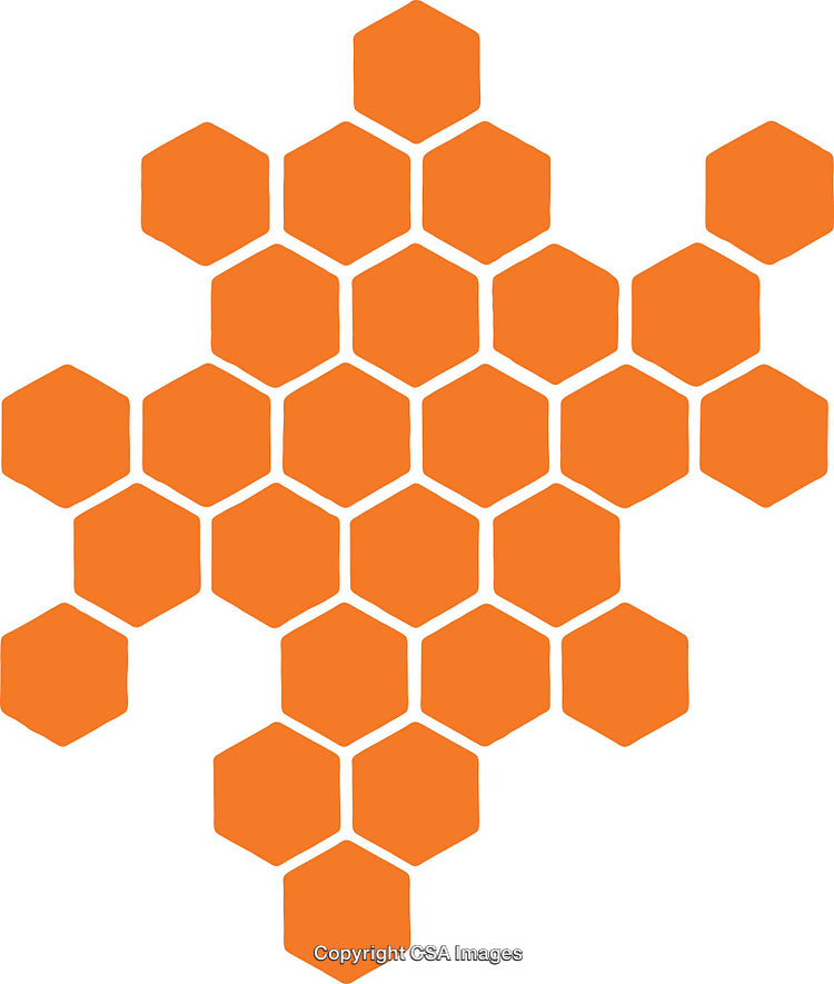 Geometric Honeycomb Grid Pattern in Vibrant Orange on White Background