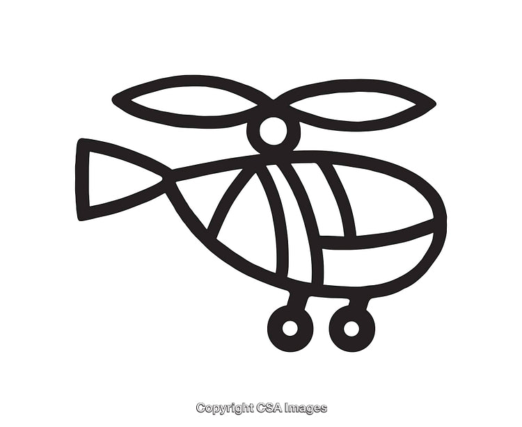 Black and White Line Art of a Helicopter Illustration