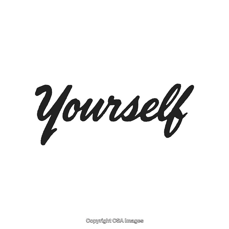Handwritten Script of the Word Yourself on a Plain White Background