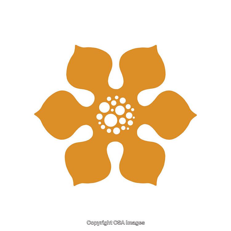 Elegant Abstract Orange Floral Icon with Decorative Details