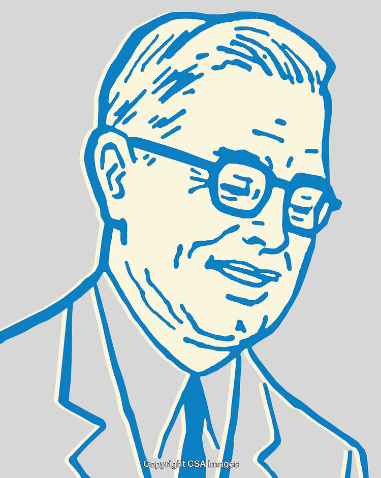 Stylized Color Line Art Illustration of a Smiling Man in Glasses