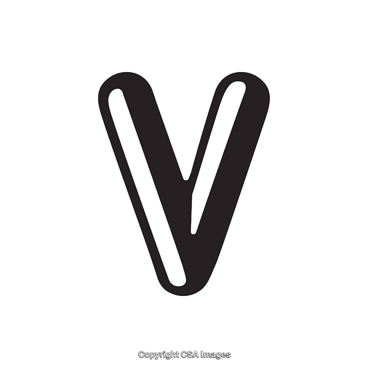 Stylized Letter V Illustration Isolated on a White Background