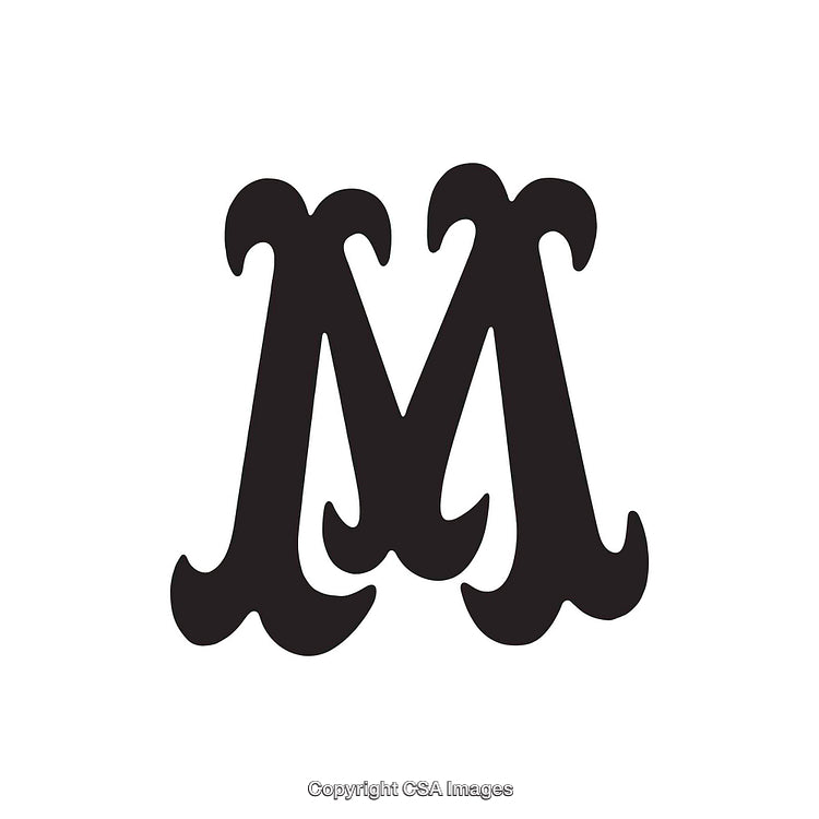 Stylized Bold Letter M Typography Design on Minimal White Background