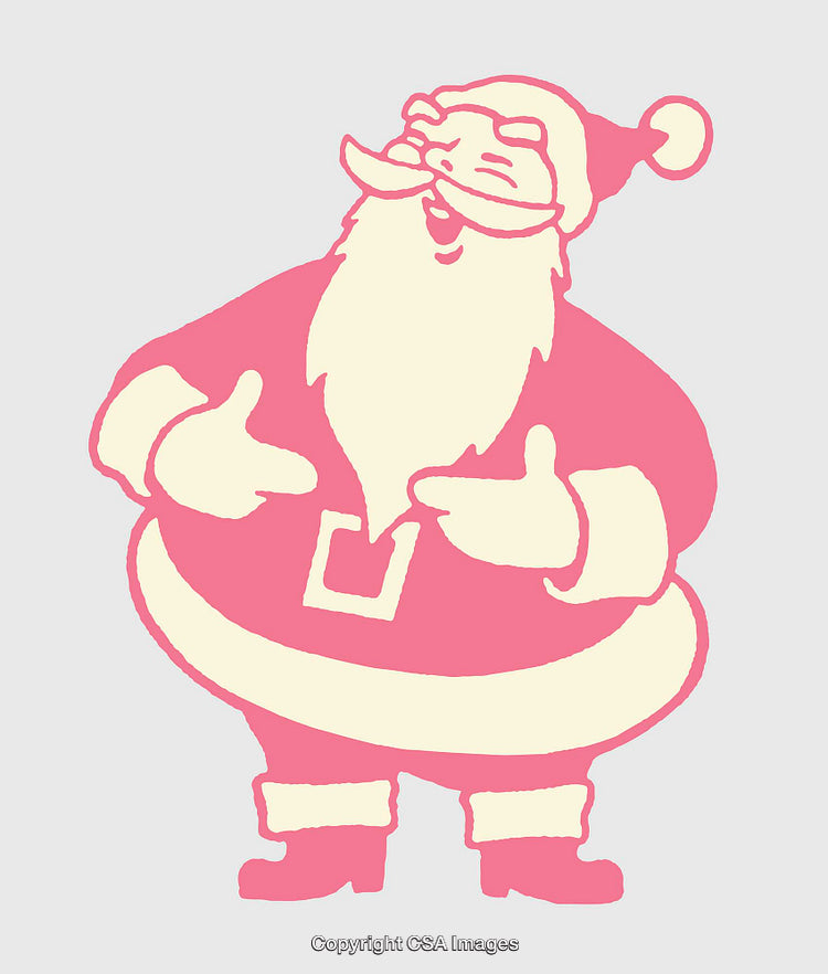 Vintage Line Art Illustration of Santa Claus in Festive Christmas Style