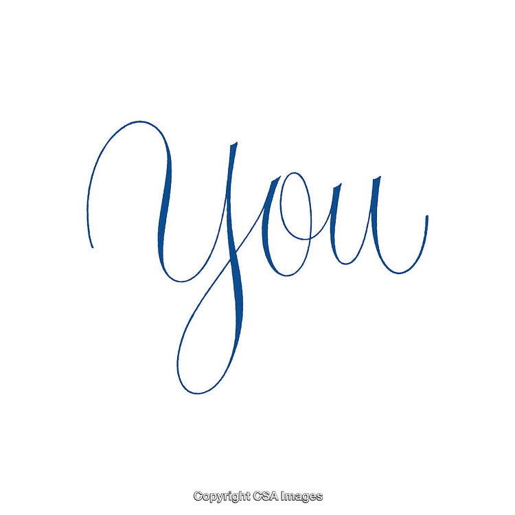 Elegant Blue Calligraphy Text on a Minimalist White Background