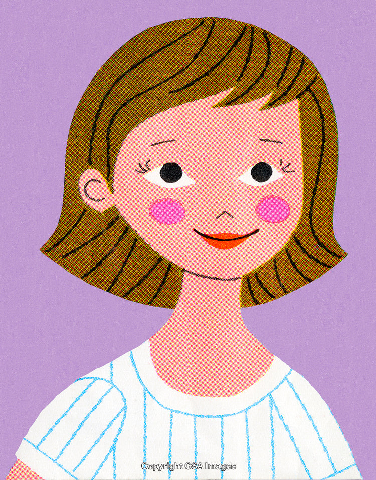 Colorful Illustration of a Smiling Woman on a Light Background