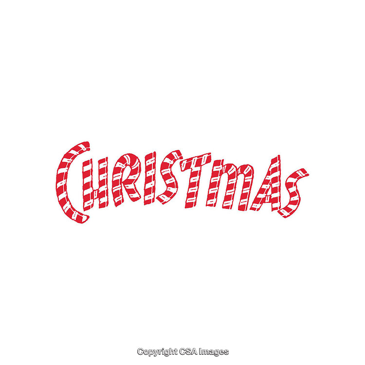 Christmas-Themed Typography With Red and White Candy Cane Style Design