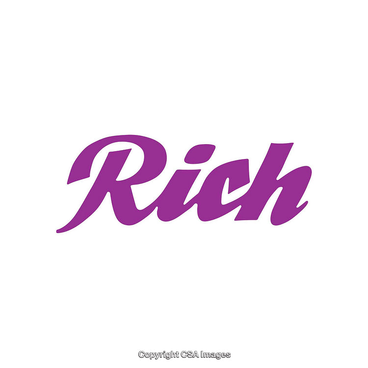 Purple 'Rich' Inscription in Bold Elegant Typography