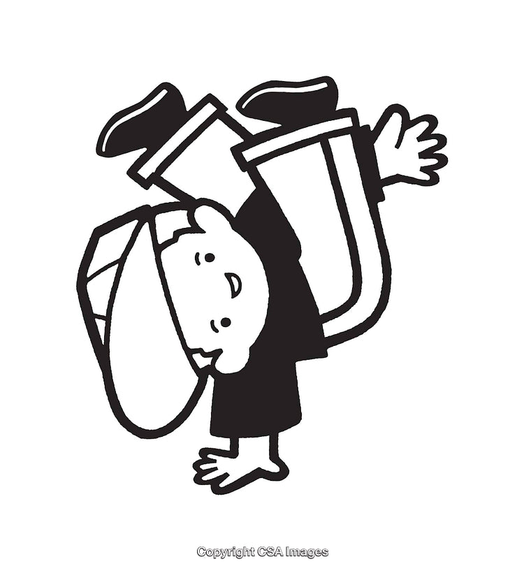 Black and White Line Art of a Breakdancing Character